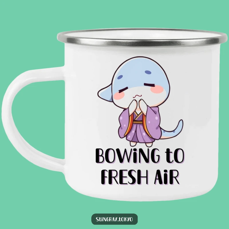 Funny Bowing Stingray Camping Mug: Purple Kimono Sip, Zen Outdoor Gift