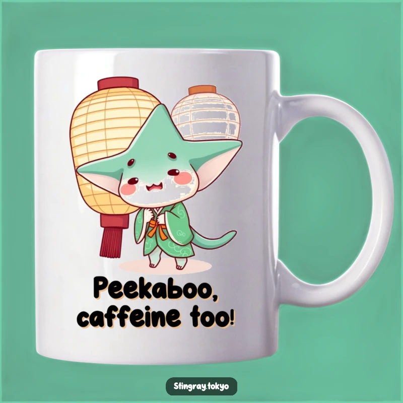 Funny Stingray Kimono Mug: Playful Peek, Perfect Japanese Gift for Ocean Lovers