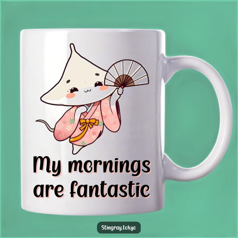 Funny Stingray Fan Dance Mug - Floral Kimono Ocean Creature Gift