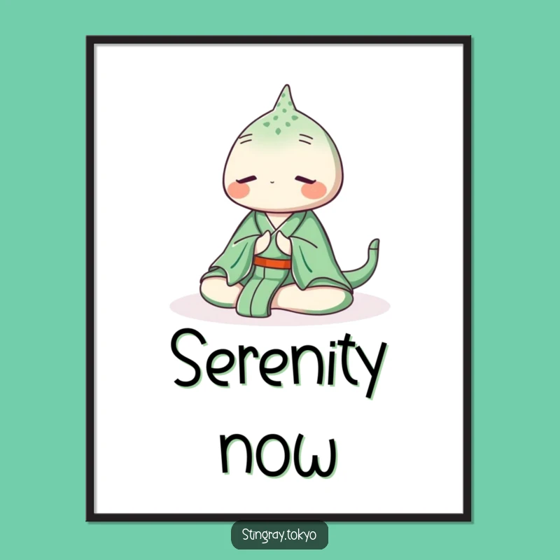 Funny Stingray Zen Digital Art: Printable Ocean Decor for Serene Walls