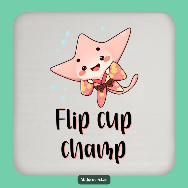 Funny Stingray Flip Coaster: Playful Ocean Drink Mat for Energetic Tables