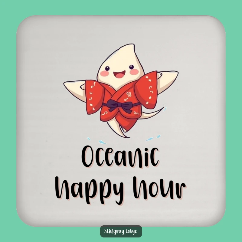 Funny Stingray Kimono Joy Coaster: Cute Ocean Drink Mat for Cheerful Tables