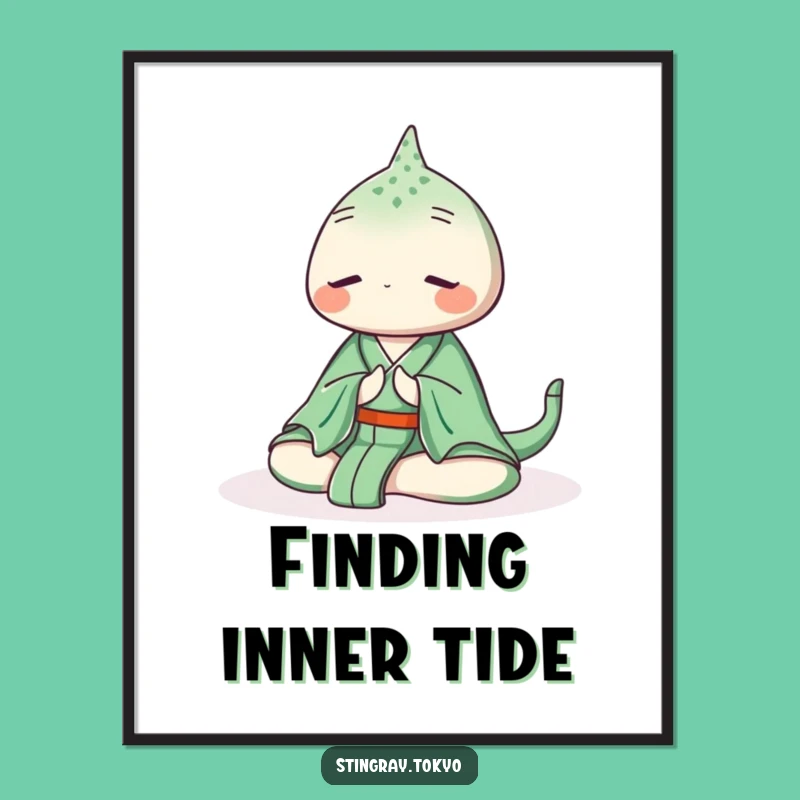 Funny Stingray Zen Poster: Serene Ocean Art for Peaceful Decor