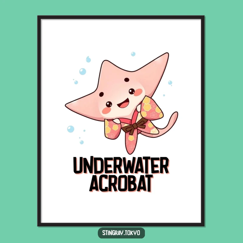Funny Stingray Flip Poster: Dynamic Ocean Art for Energetic Decor