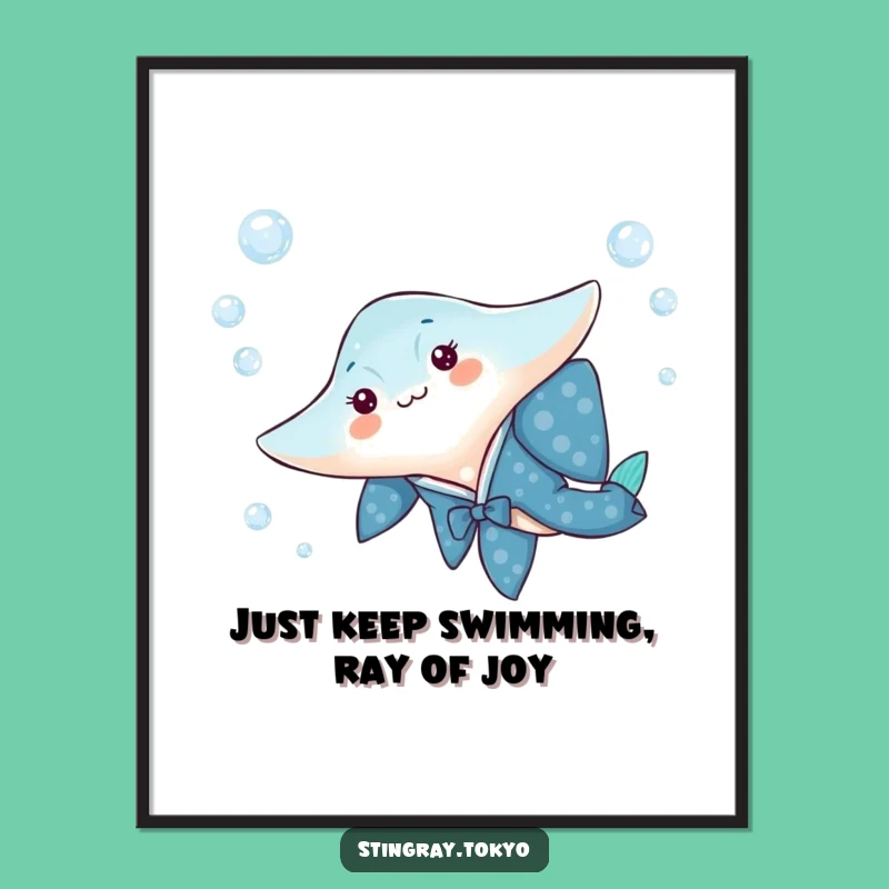 Free Printable Wall Art: Playful Stingray in Kimono for Oceanic Charm