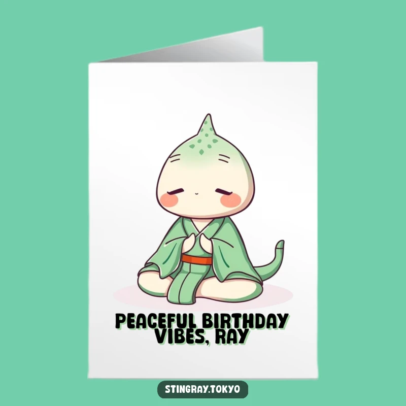 Free Printable Zen Stingray Birthday Card, Kimono Meditation Downloadable Calm