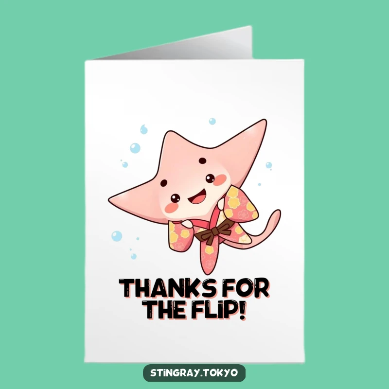 Free Printable Funny Stingray Thank You Flip Card, Colorful Kimono Downloadable Thanks