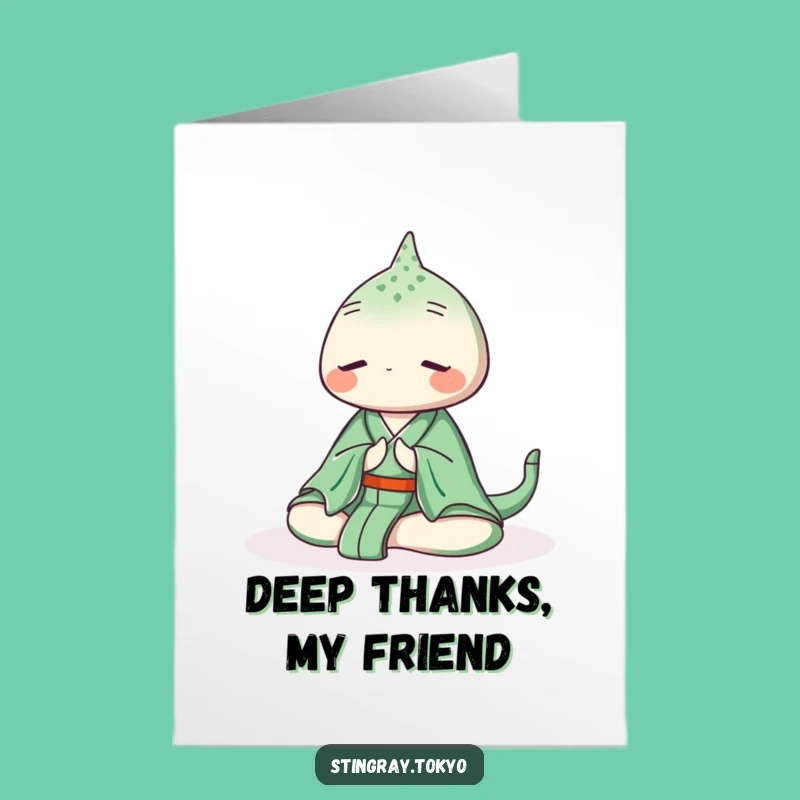 Free Printable Zen Stingray Thank You Card, Kimono Meditation Downloadable Gratitude
